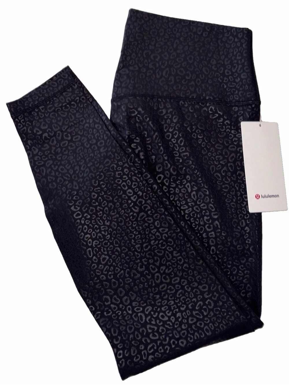 NWT LULULEMON SIZE 14 ALIGN HI RISE 28”L PANT LEOPARD EMBOSSED BLACK $118 RETAIL
